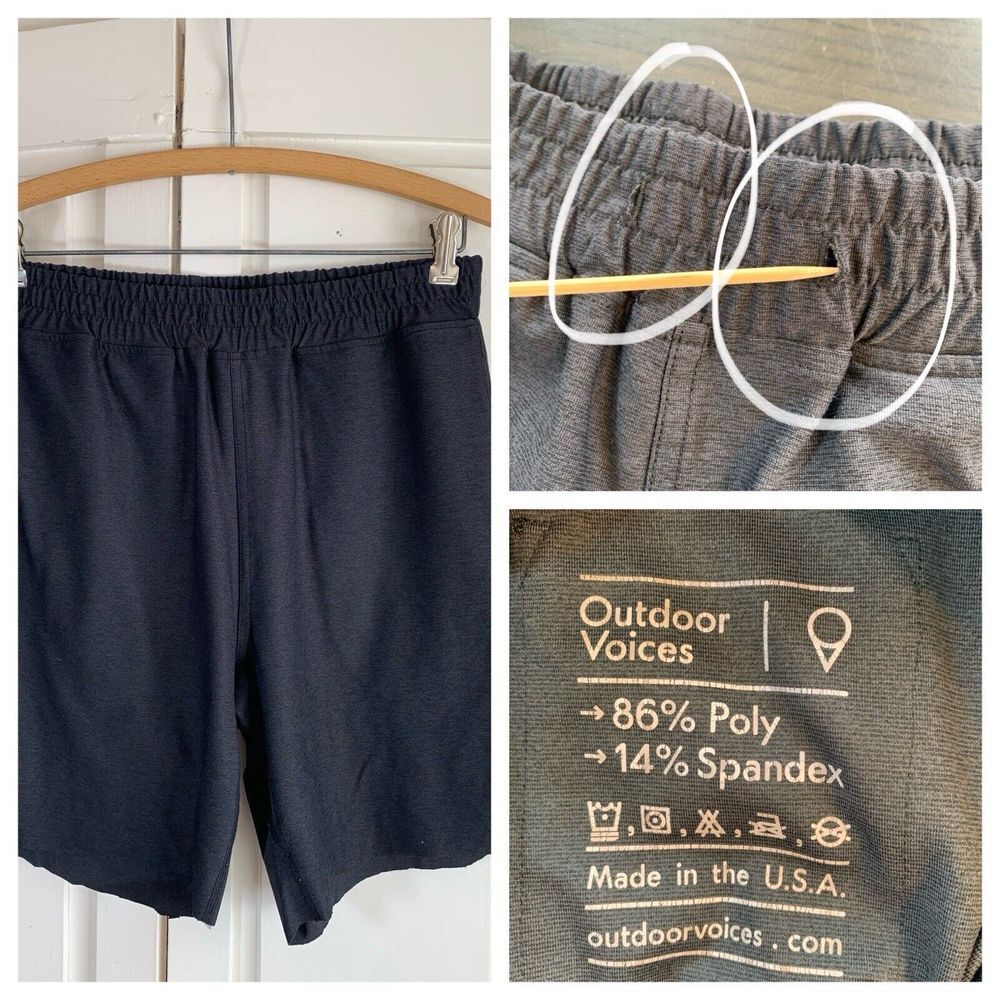 Outdoor Voices Shorts‎ Mens Medium Black Pocket Drawstring Athletic FLAWS